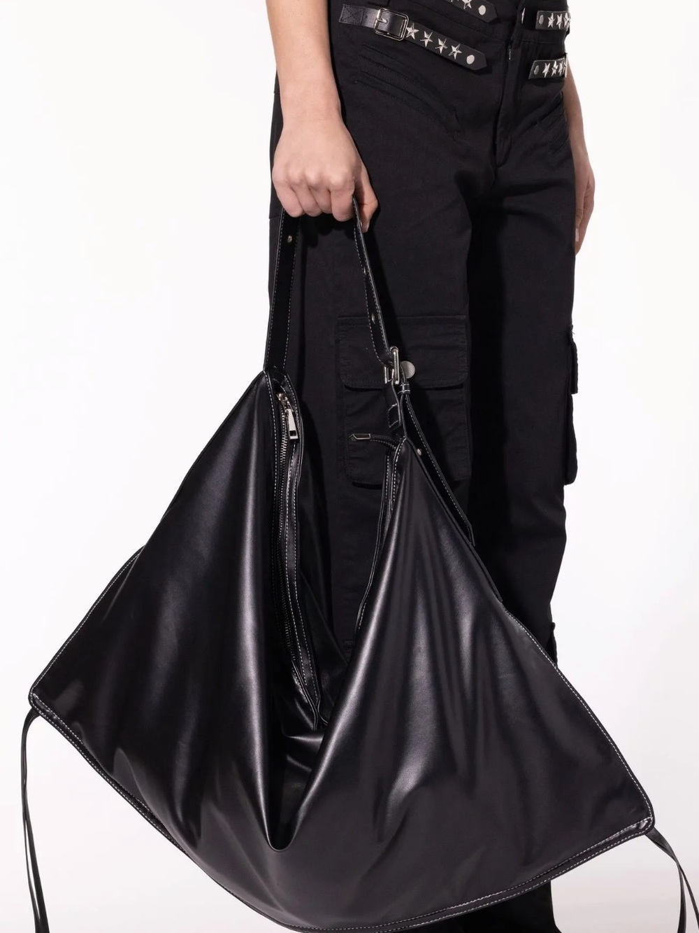 Jaya Black Leather Duffel Bag